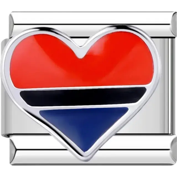 Red black and blue heart Italian charm bracelet link