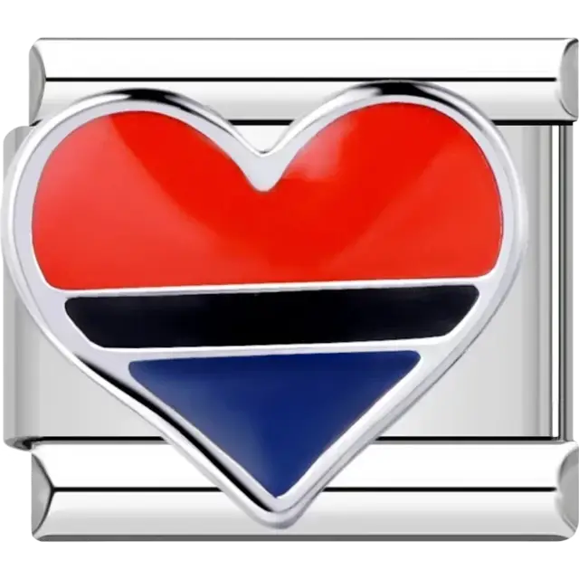 Red black and blue heart Italian charm bracelet link
