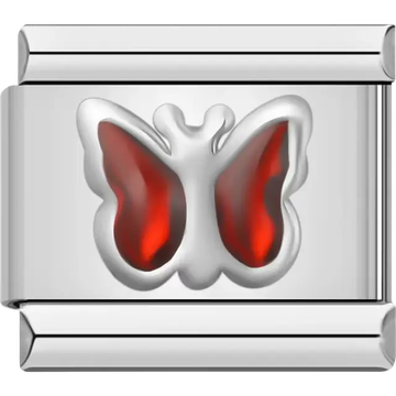 Red butterfly silhouette Italian charm bracelet link