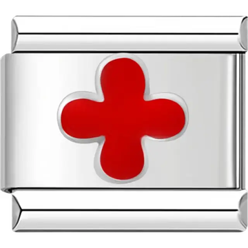 Red cross Italian charm bracelet link