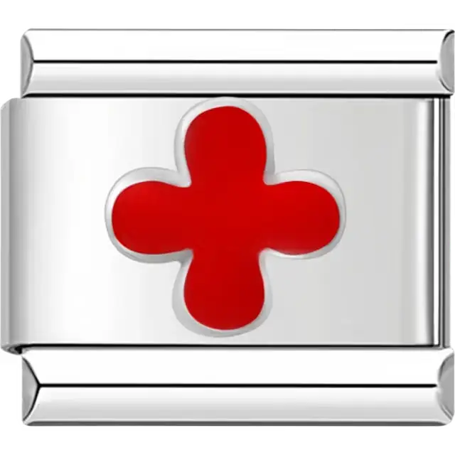 Red cross Italian charm bracelet link
