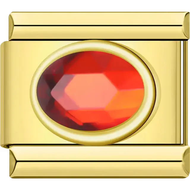 Faceted oval red crystal gemstone Italian charm bracelet link