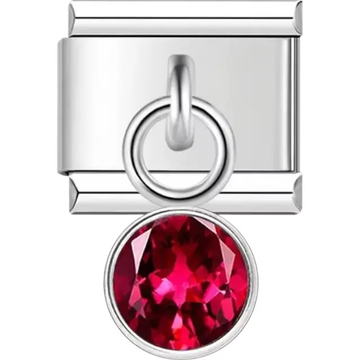 Dark Red crystal dangle Italian charm bracelet link