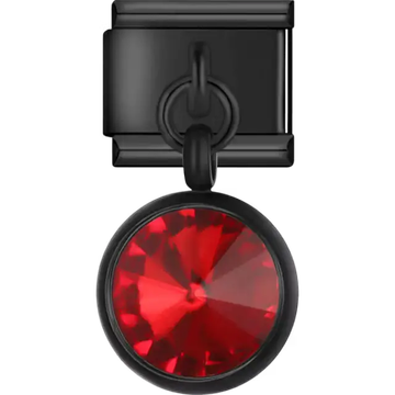 Black red crystal dangle Italian charm bracelet link