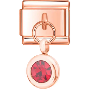 Red round crystal dangle Italian charm bracelet link