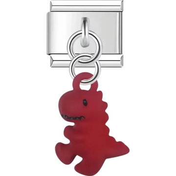Red dinosaur dangle Italian charm bracelet link