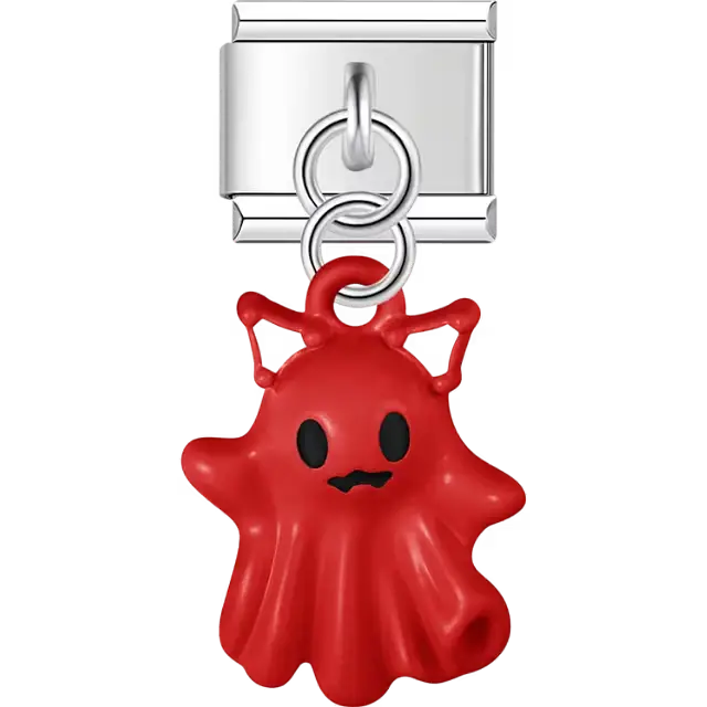 Red ghost with black face Italian charm bracelet link