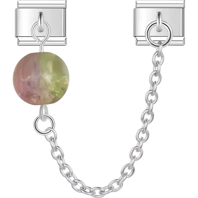 Red and green ball bead safety chain Italian charm bracelet link