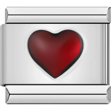 Red heart with black border Italian charm bracelet link