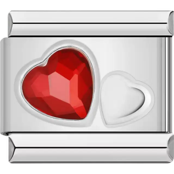 Red crystal heart Italian charm bracelet link