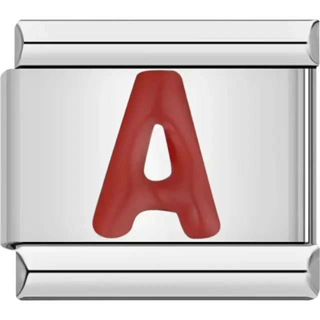 Red letter “A” Italian charm bracelet link