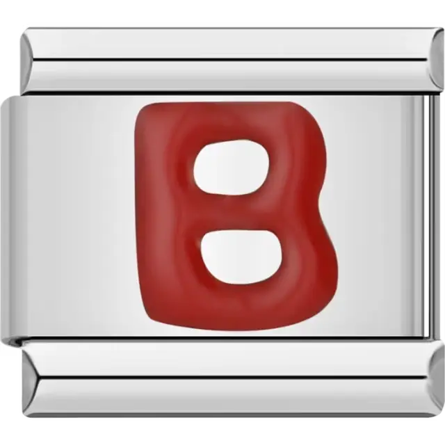 Red letter “B” Italian charm bracelet link