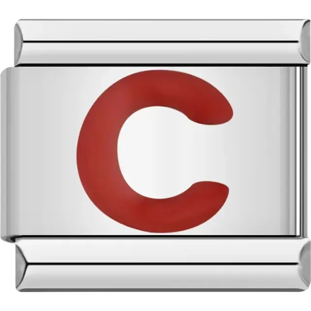 Red letter “C” Italian charm bracelet link
