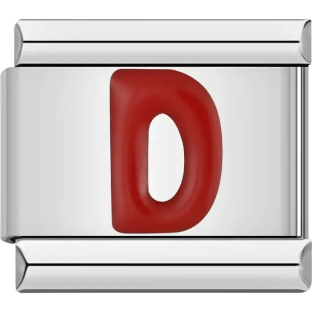 Red letter “D” Italian charm bracelet link