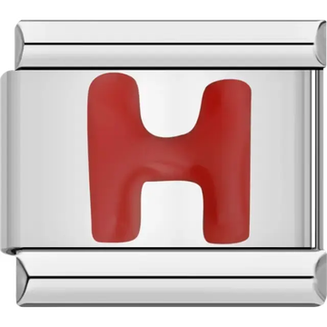 Red letter “H” Italian charm bracelet link