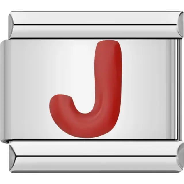Red letter “J” Italian charm bracelet link