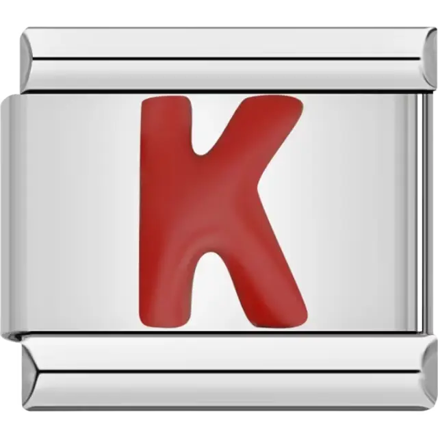 Red letter “K” Italian charm bracelet link