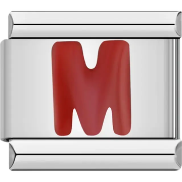 Red letter “M” Italian charm bracelet link