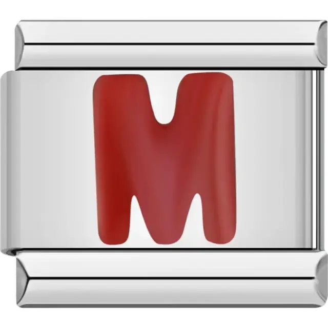 Red letter “M” Italian charm bracelet link