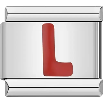 Red letter “L” Italian charm bracelet link