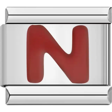 Red letter “N” Italian charm bracelet link