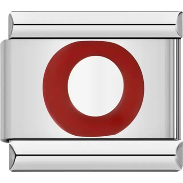 Red letter “O” Italian charm bracelet link
