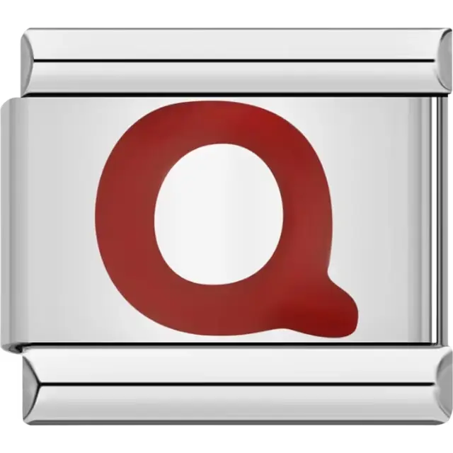 Red letter “Q” Italian charm bracelet link