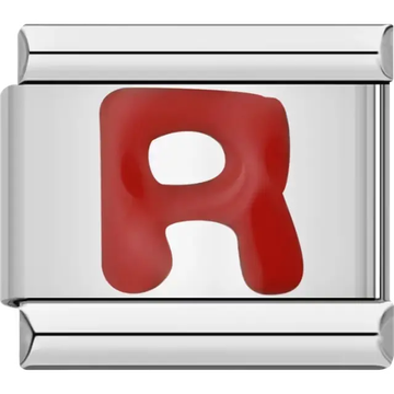 Red letter “R” Italian charm bracelet link