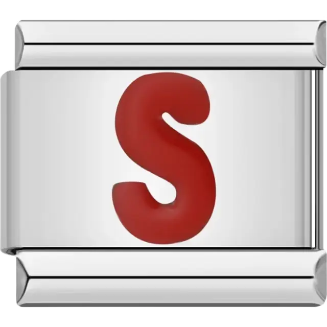 Red letter “S” Italian charm bracelet link