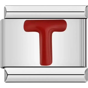 Red letter “T” Italian charm bracelet link
