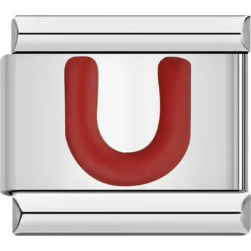 Red letter “U” Italian charm bracelet link