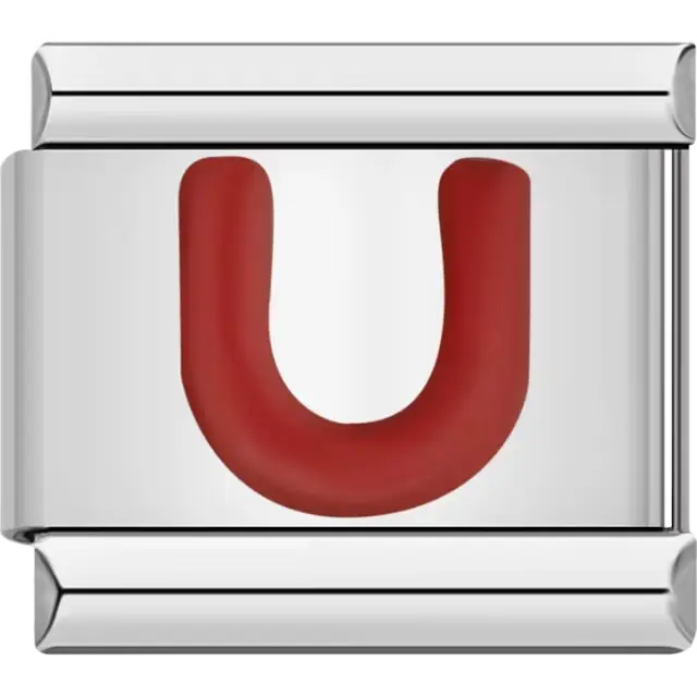 Red letter “U” Italian charm bracelet link