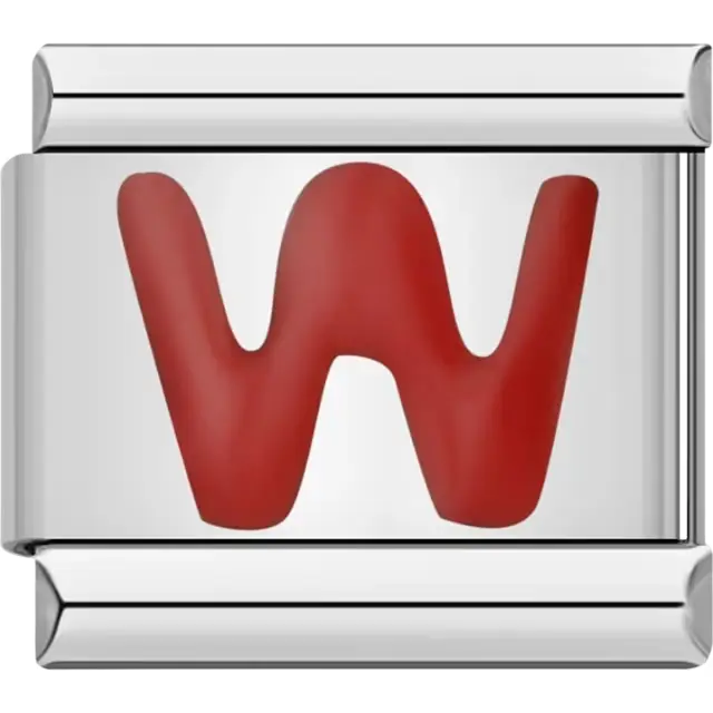 Red letter “W” Italian charm bracelet link