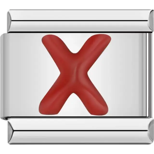 Red letter “X” Italian charm bracelet link