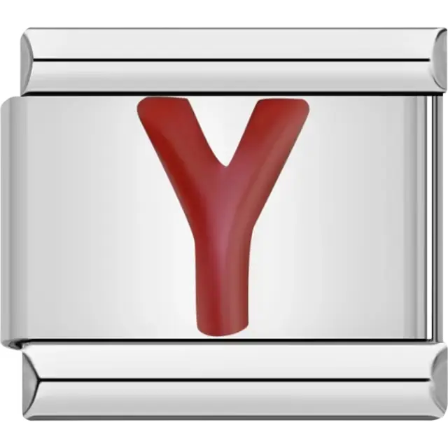 Red letter “Y” Italian charm bracelet link