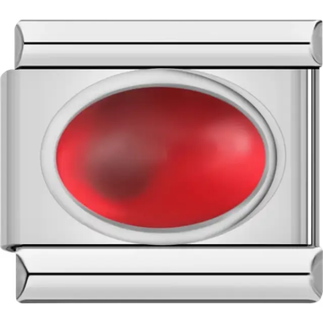 Red oval gemstone Italian charm bracelet link