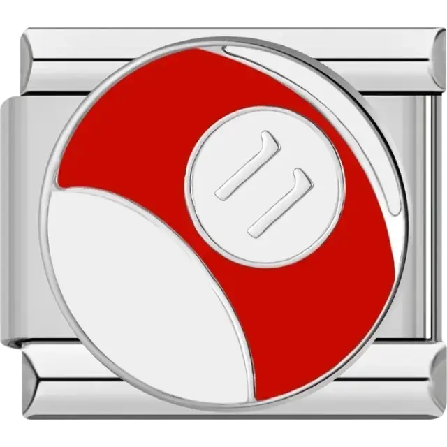 Red snooker ball number 11 Italian charm bracelet link