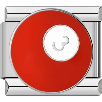 Red snooker ball number 3 Italian charm bracelet link