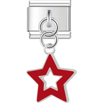 Red star pendant Italian charm bracelet link
