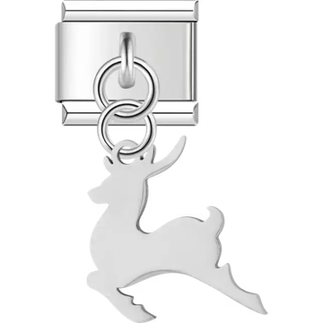 Reindeer outline dangle Italian charm bracelet link