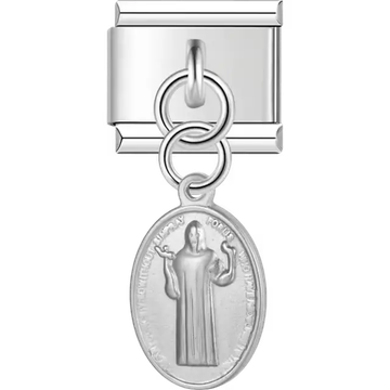 Oval religious medallion pendant dangle Italian charm bracelet link