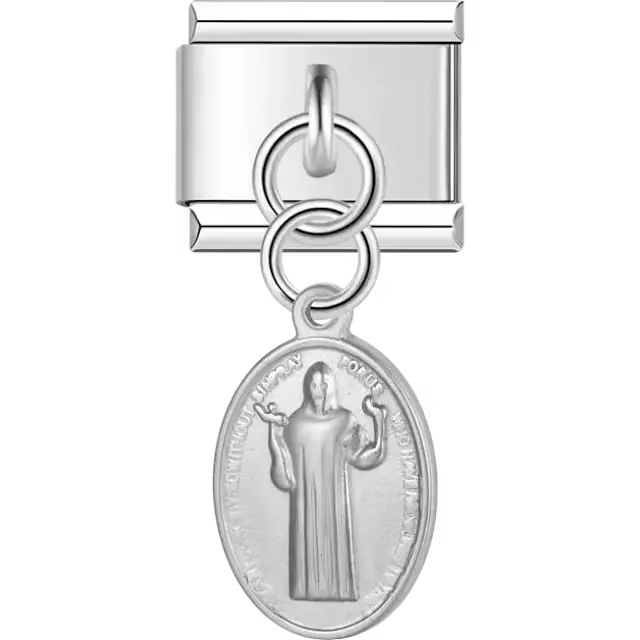 Oval religious medallion pendant dangle Italian charm bracelet link