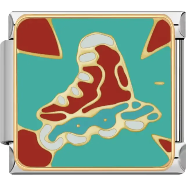 Red and gold roller skate on a turquoise background Italian charm bracelet link