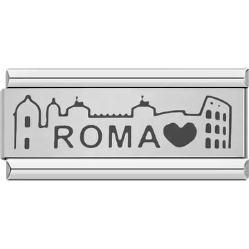 Roma skyline with heart detail Italian charm bracelet link