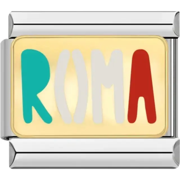 Roma text design in the colors of Italy Italian charm bracelet link