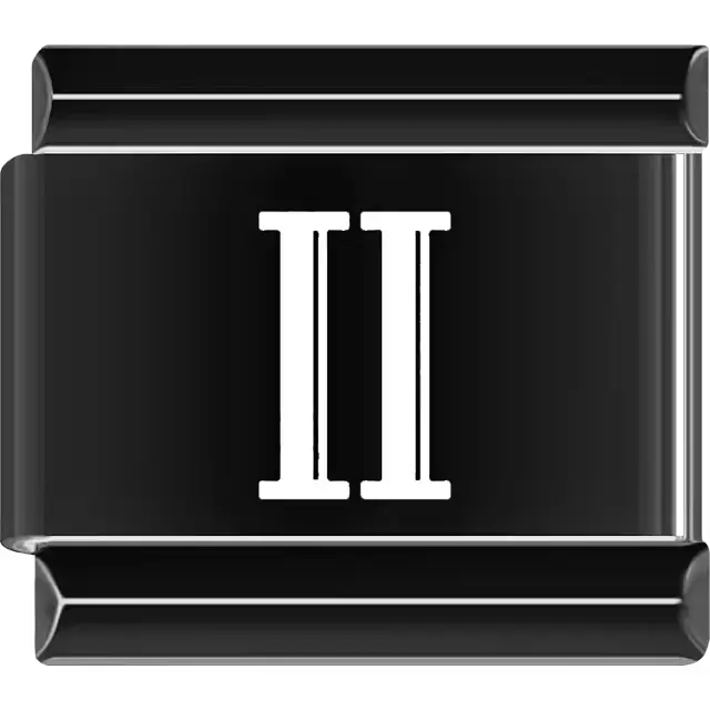 Black Roman numeral "II" Italian charm bracelet link