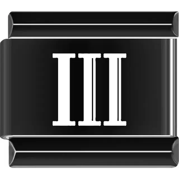 Black Roman numeral "III" Italian charm bracelet link