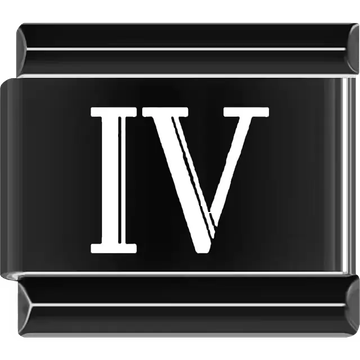 Black Roman numeral "IV" Italian charm bracelet link