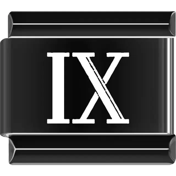 Black Roman numeral "IX" Italian charm bracelet link
