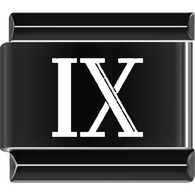 Black Roman numeral "IX" Italian charm bracelet link